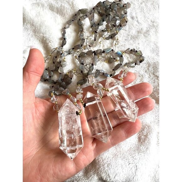 LAST ONE! DT Power Quartz + Labradorite Mala Pendant Necklace - Picture 5 of 10